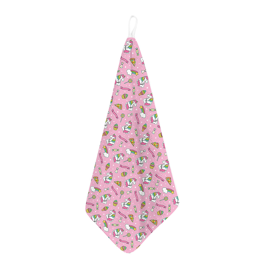 Pink Girly Unicorn Pattern Print Hand Towel