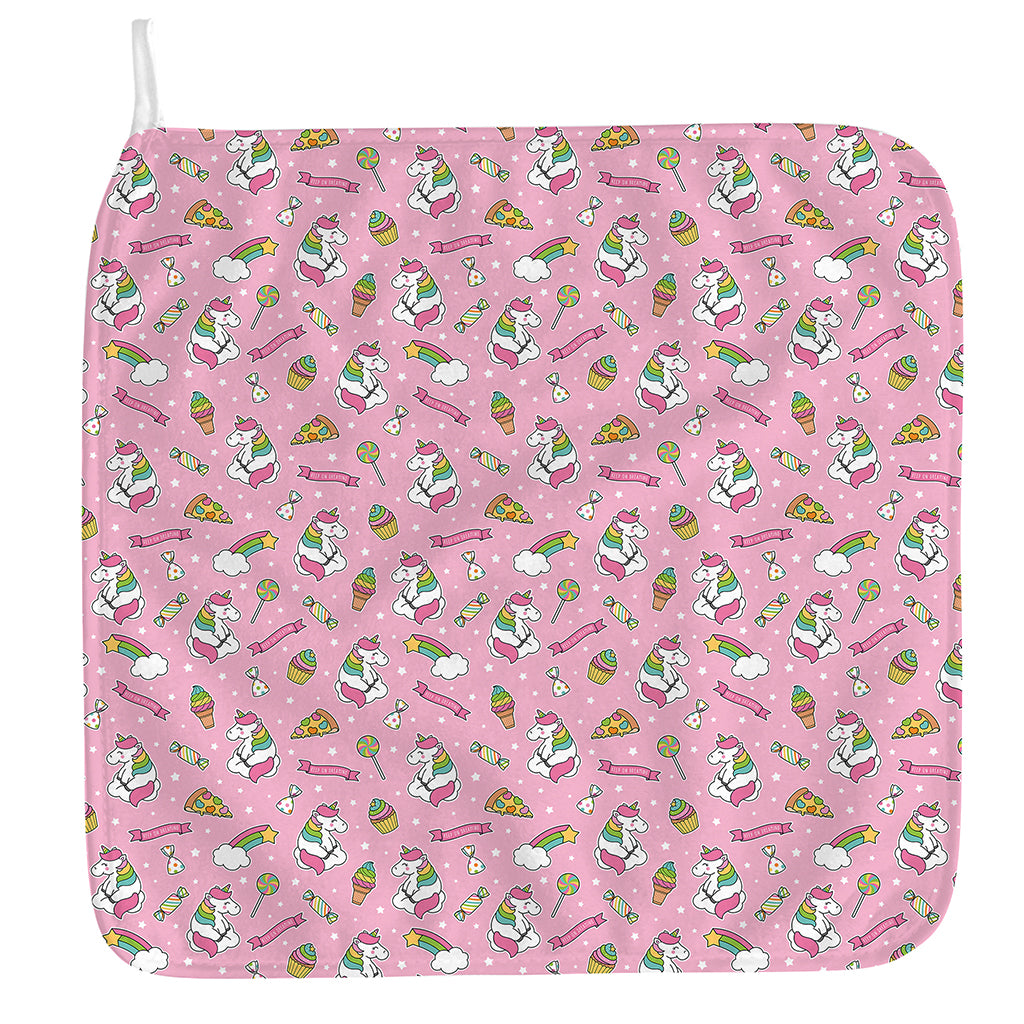 Pink Girly Unicorn Pattern Print Hand Towel