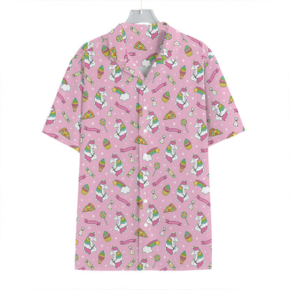 Pink Girly Unicorn Pattern Print Hawaiian Shirt