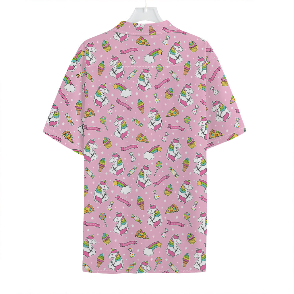 Pink Girly Unicorn Pattern Print Hawaiian Shirt