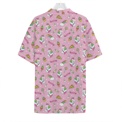 Pink Girly Unicorn Pattern Print Hawaiian Shirt