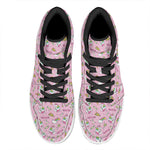 Pink Girly Unicorn Pattern Print High Top Leather Sneakers