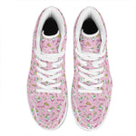 Pink Girly Unicorn Pattern Print High Top Leather Sneakers
