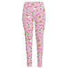 Pink Girly Unicorn Pattern Print High-Waisted Pocket Leggings