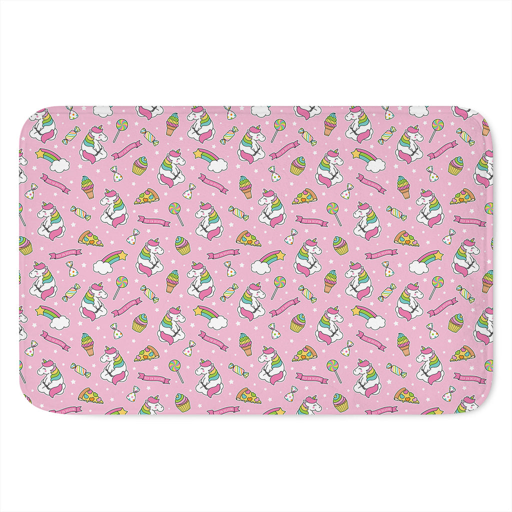 Pink Girly Unicorn Pattern Print Indoor Door Mat