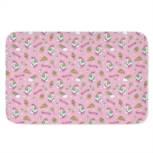 Pink Girly Unicorn Pattern Print Indoor Door Mat