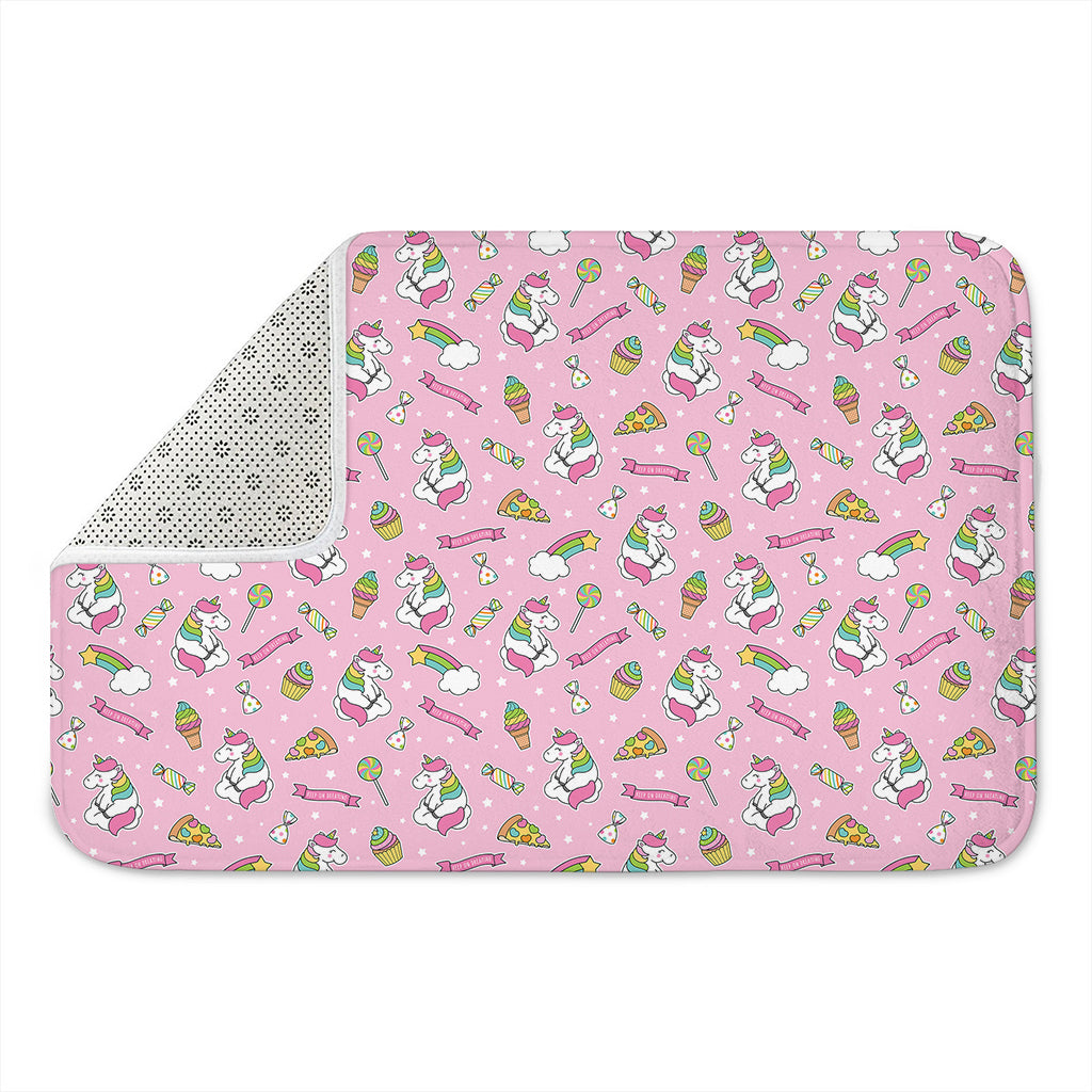 Pink Girly Unicorn Pattern Print Indoor Door Mat