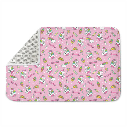 Pink Girly Unicorn Pattern Print Indoor Door Mat