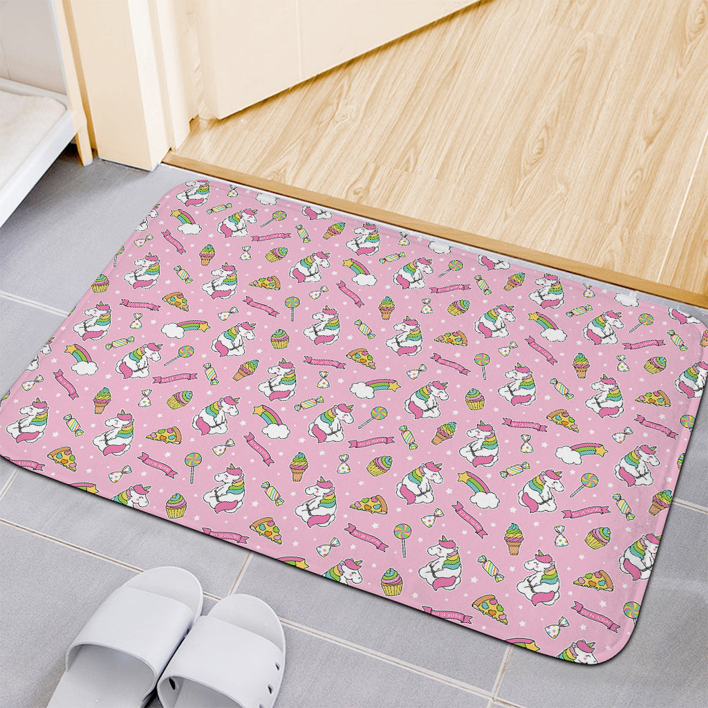 Pink Girly Unicorn Pattern Print Indoor Door Mat