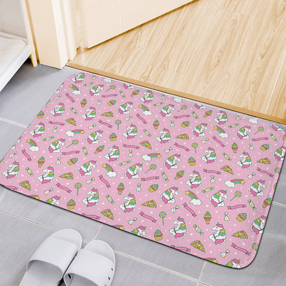 Pink Girly Unicorn Pattern Print Indoor Door Mat