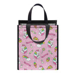 Pink Girly Unicorn Pattern Print Insulated Lunch Tote