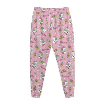 Pink Girly Unicorn Pattern Print Jogger Pants
