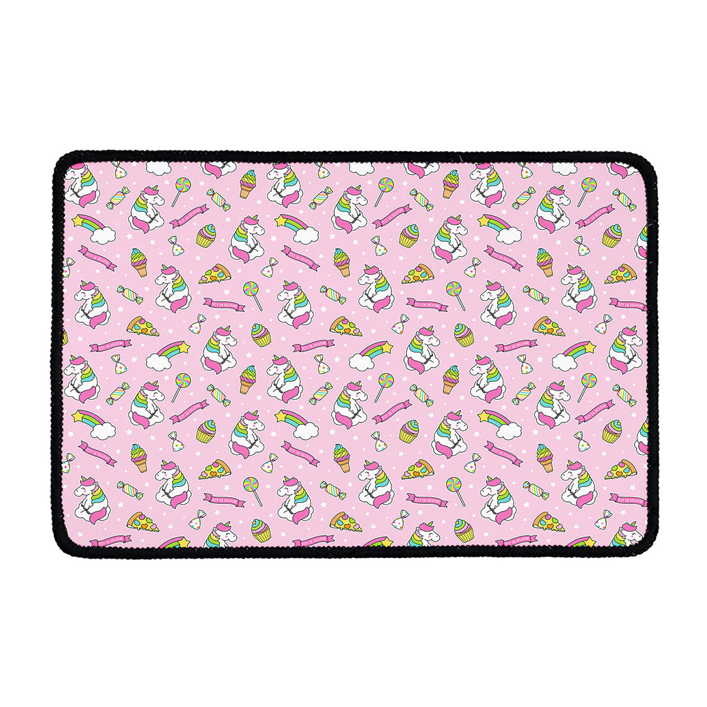 Pink Girly Unicorn Pattern Print Kitchen Mat
