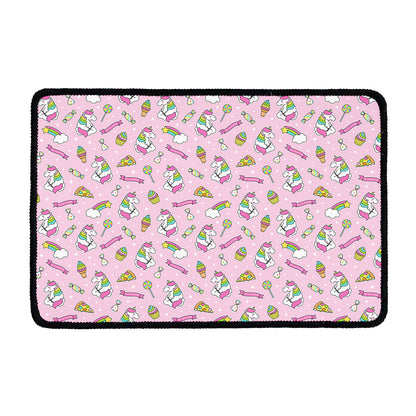 Pink Girly Unicorn Pattern Print Kitchen Mat
