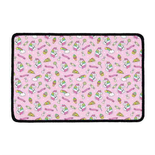Pink Girly Unicorn Pattern Print Kitchen Mat