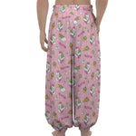 Pink Girly Unicorn Pattern Print Lantern Pants