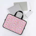 Pink Girly Unicorn Pattern Print Laptop Sleeve With Handle