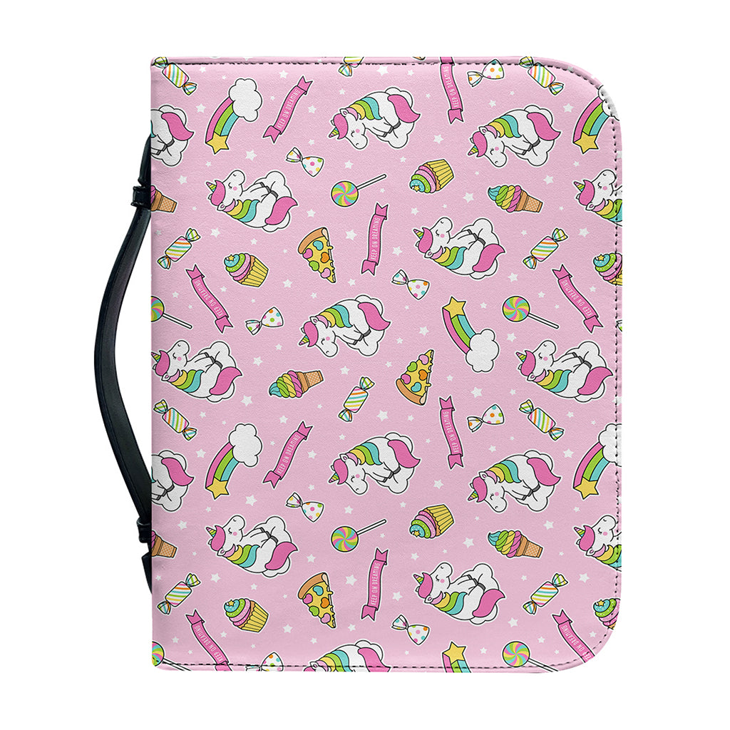 Pink Girly Unicorn Pattern Print Leather Bible Cover
