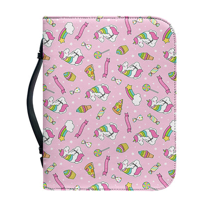 Pink Girly Unicorn Pattern Print Leather Bible Cover