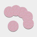 Pink Girly Unicorn Pattern Print Leather Coaster Set
