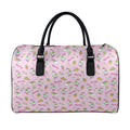 Pink Girly Unicorn Pattern Print Leather Duffel Bag