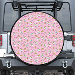 Pink Girly Unicorn Pattern Print Leather Spare Tire Cover