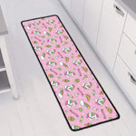 Pink Girly Unicorn Pattern Print Long Kitchen Mat