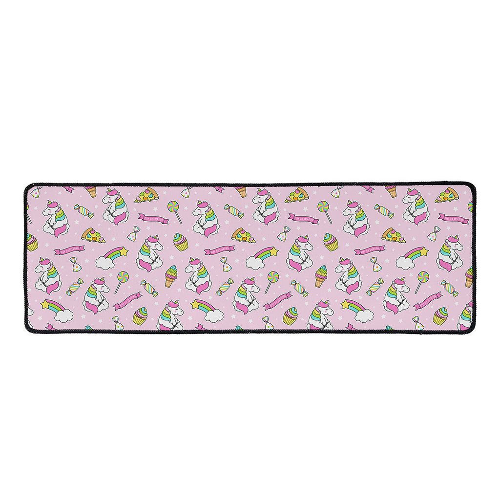 Pink Girly Unicorn Pattern Print Long Kitchen Mat