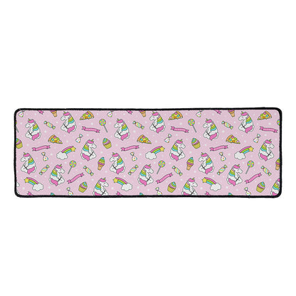 Pink Girly Unicorn Pattern Print Long Kitchen Mat