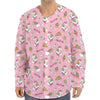 Pink Girly Unicorn Pattern Print Long Sleeve Baseball Jersey