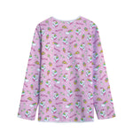 Pink Girly Unicorn Pattern Print Long Sleeve Short Coat