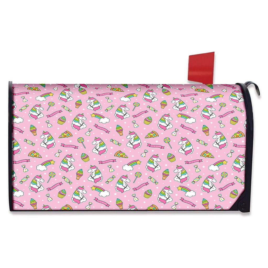 Pink Girly Unicorn Pattern Print Mailbox Cover