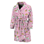 Pink Girly Unicorn Pattern Print Men's Bathrobe