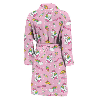 Pink Girly Unicorn Pattern Print Men's Bathrobe