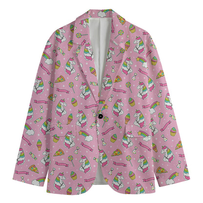 Pink Girly Unicorn Pattern Print Men's Blazer