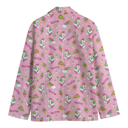 Pink Girly Unicorn Pattern Print Men's Blazer