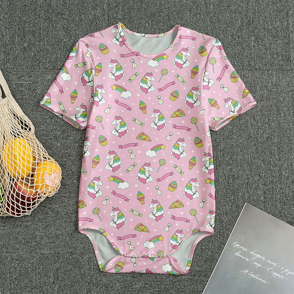 Pink Girly Unicorn Pattern Print Men's Bodysuit