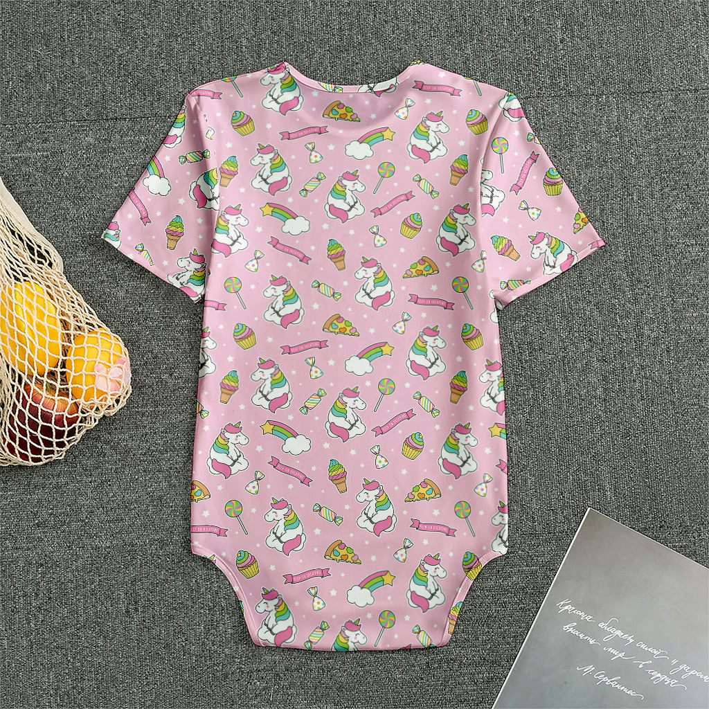 Pink Girly Unicorn Pattern Print Men's Bodysuit