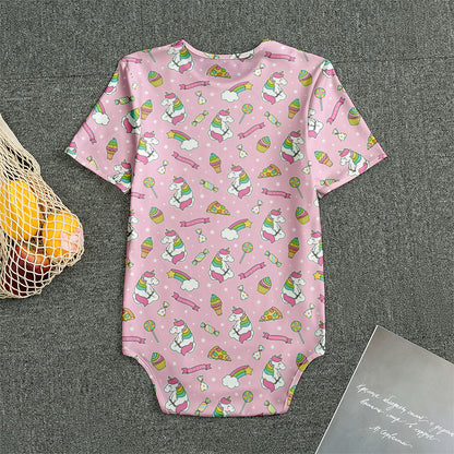 Pink Girly Unicorn Pattern Print Men's Bodysuit