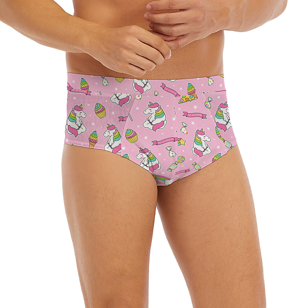 Pink Girly Unicorn Pattern Print Men's Briefs