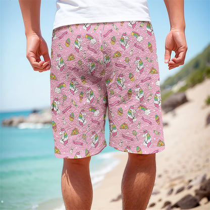 Pink Girly Unicorn Pattern Print Men's Cargo Shorts