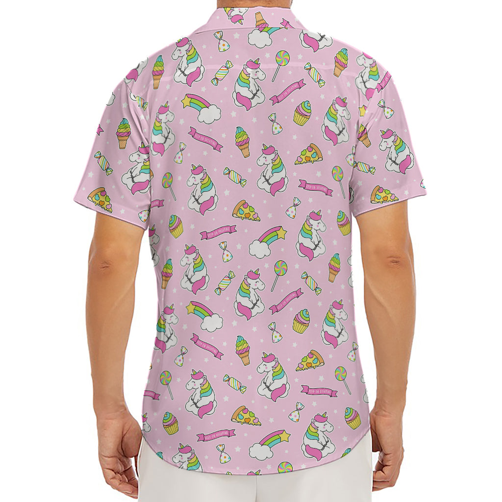 Pink Girly Unicorn Pattern Print Men's Deep V-Neck Shirt