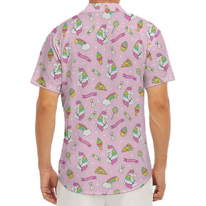 Pink Girly Unicorn Pattern Print Men's Deep V-Neck Shirt