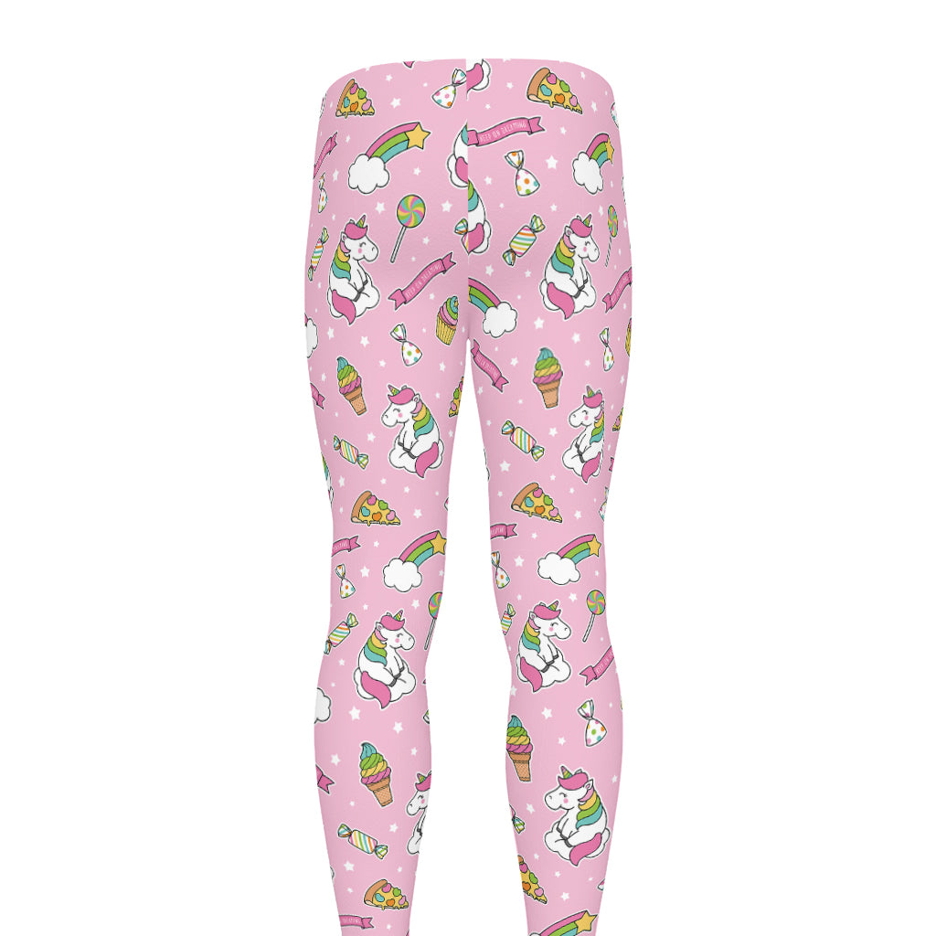 Pink Girly Unicorn Pattern Print Men's leggings