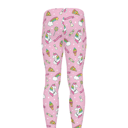Pink Girly Unicorn Pattern Print Men's leggings