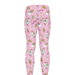 Pink Girly Unicorn Pattern Print Men's leggings