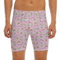 Pink Girly Unicorn Pattern Print Men's Long Boxer Briefs