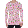 Pink Girly Unicorn Pattern Print Men's Long Sleeve T-Shirt