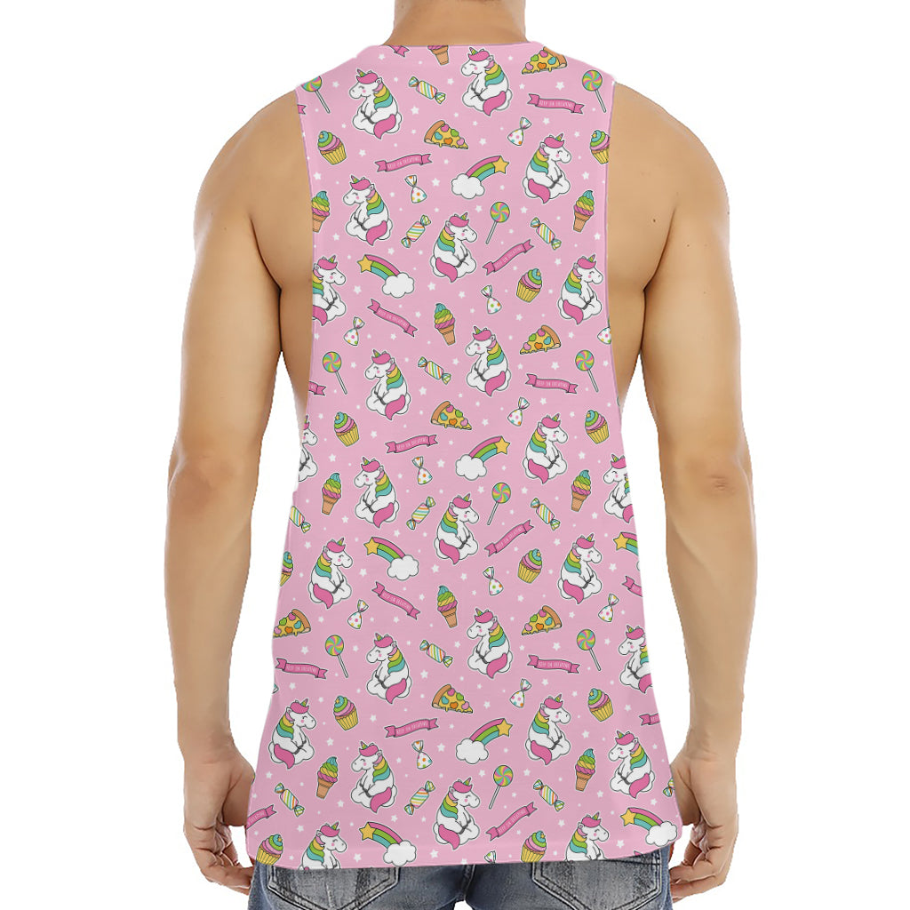 Pink Girly Unicorn Pattern Print Men's Muscle Tank Top