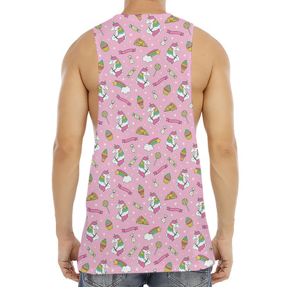 Pink Girly Unicorn Pattern Print Men's Muscle Tank Top